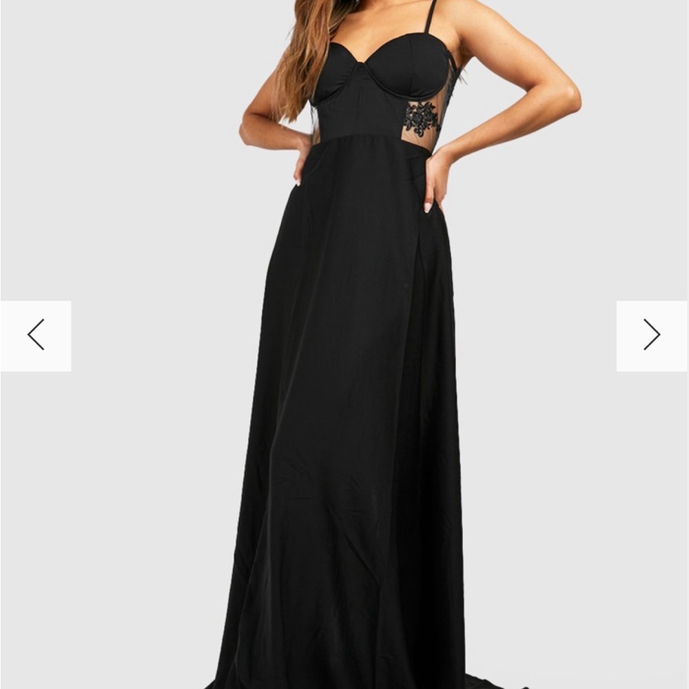 Black maxi lace corset dress